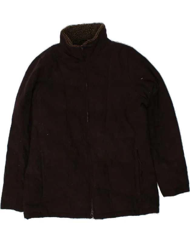 L.L.BEAN Womens Padded Jacket UK 16 Large Brown Polyester Bold Women's Animal Print