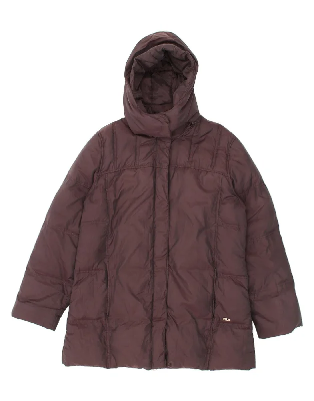 FILA Womens Hooded Padded Jacket UK 18 XL Brown Polyamide Athletic Women's 