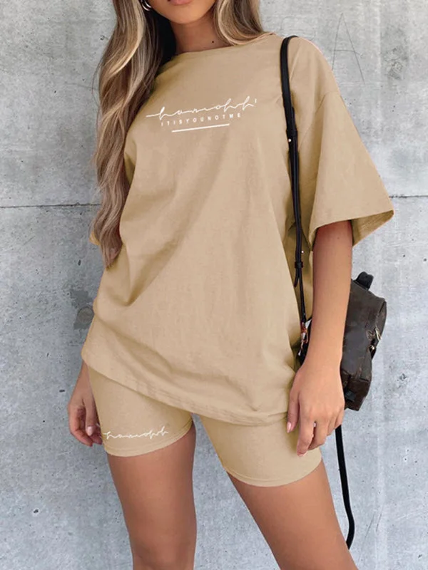 Women' Double Dry Matching T-shirt And Cycling Shorts Vacation