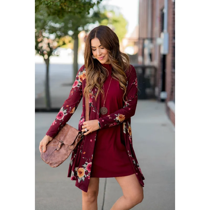 Floral Tunic Cardigan Trendy Women's 