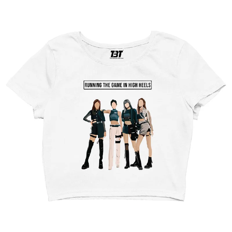 Black Pink Crop Top - Running The Game Artistic Women's Avant - 