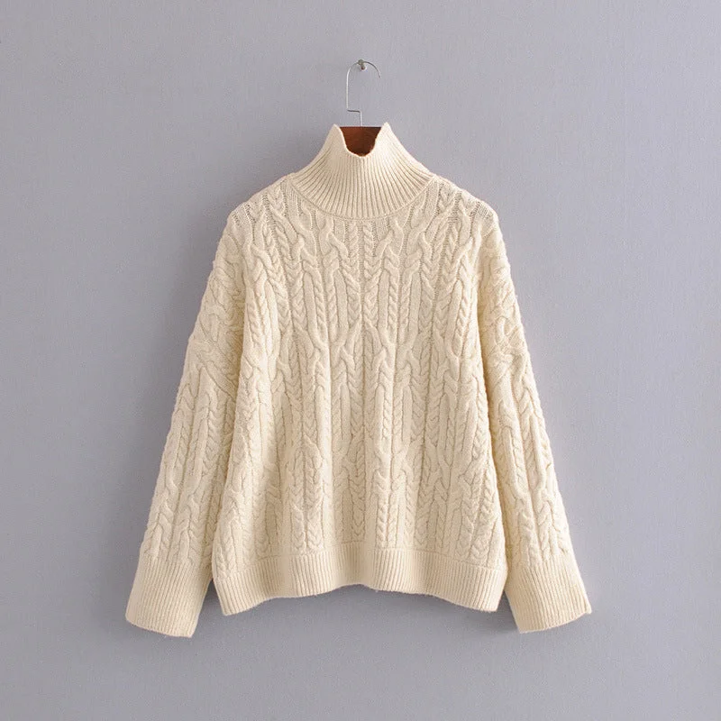 Women's turtleneck for autumn eight-strand knitwear  1370 Monochromatic Office Style