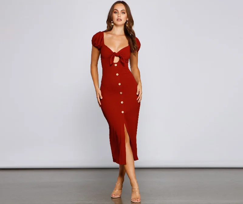 Button Up Stylish Chic Midi Dress Unique Women's Upcycled