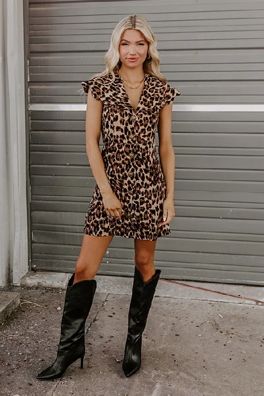 Falling In Love Leopard Mini Dress Luxurious Women's High -  end