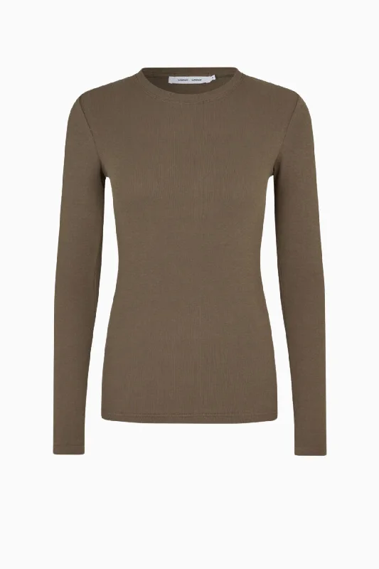Samsøe Samsøe Alexa Long Sleeve T-Shirt - Crocodile Cool Women's Distressed