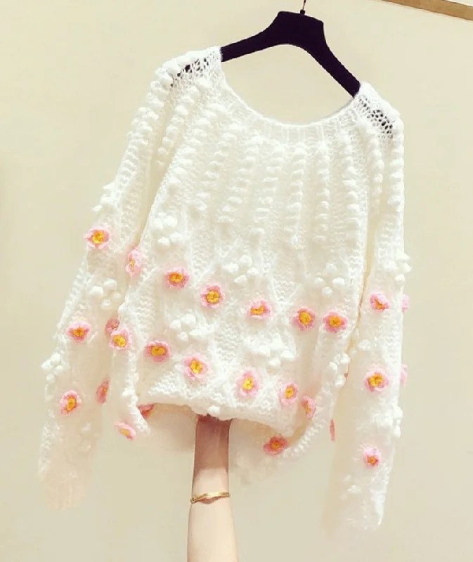 Lovely flowers long sleeve sweater  119 Streetwear Style for 
