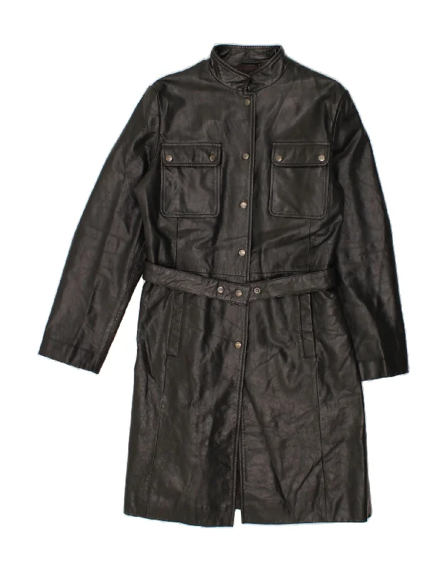 CONBIPEL Womens Leather Coat IT 46 Large Black Leather Compression
