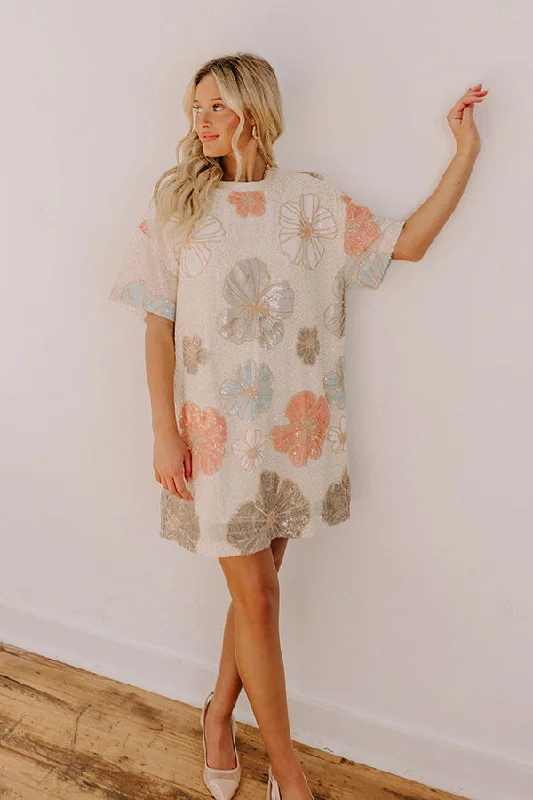 Pair With A Smile Sequin Mini Dress Casual Women's Loose - fitting