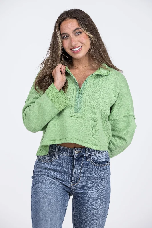 Rough Around The Edges Women's Half Zip Cropped Sweater Scandinavian
