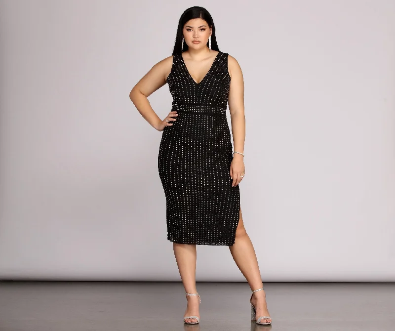 Plus Arielle Heat Charming Stone Midi Dress Compression