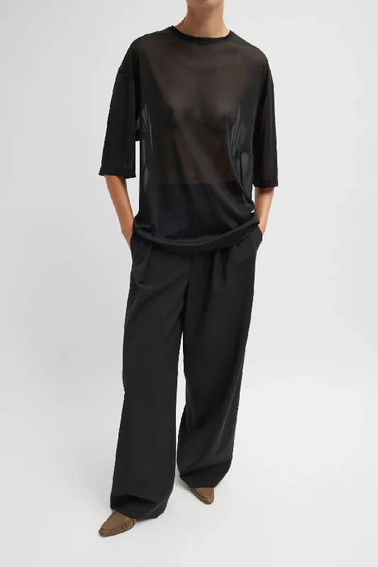Tibi Sheer Gauze Easy T-Shirt - Black Elegant Women's 