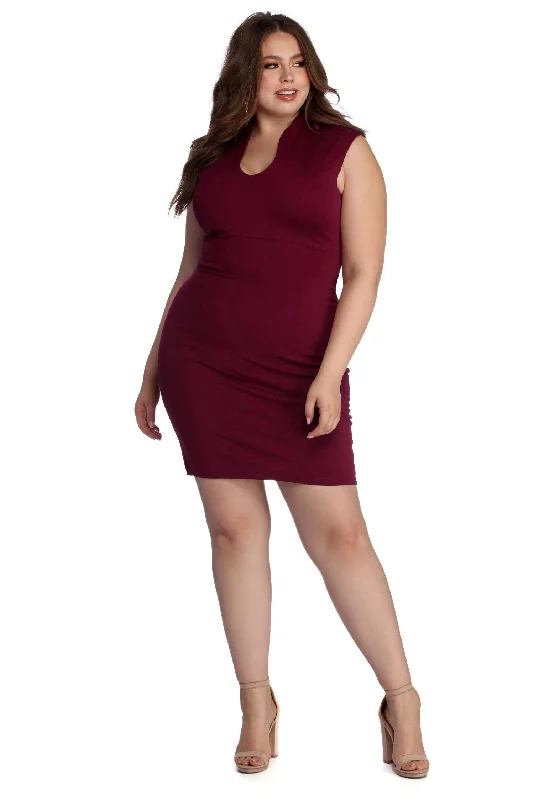 Plus Classic Stylish Midi Dress Women