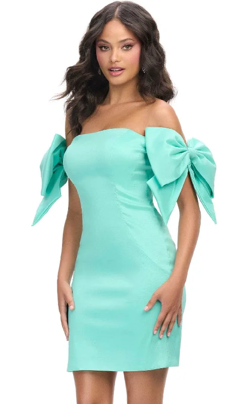 Ashley Lauren 4725 - Fitted Bow Detailed Shoulder Cocktail Dress Refined Women's Hand - crafted Ashley Lauren 4725 - Fitted Bow Detailed Shoulder Cocktail Dress Refined Women's Hand - crafted
