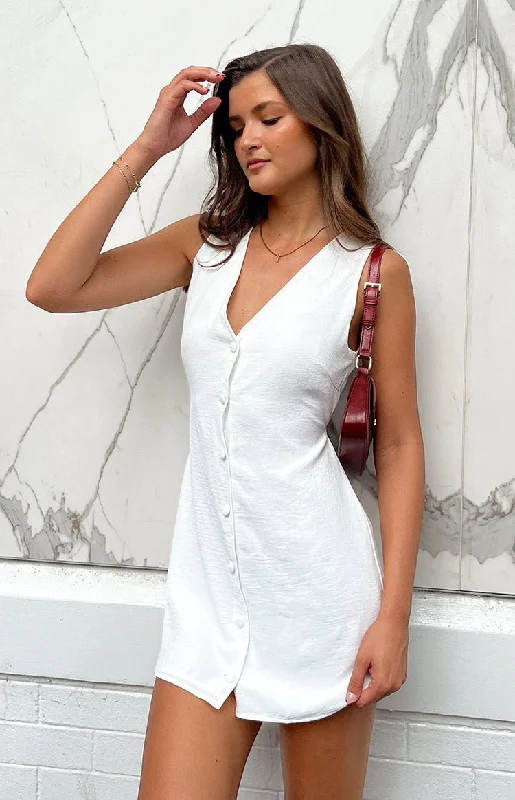 Maurice White Button Up Mini Dress French