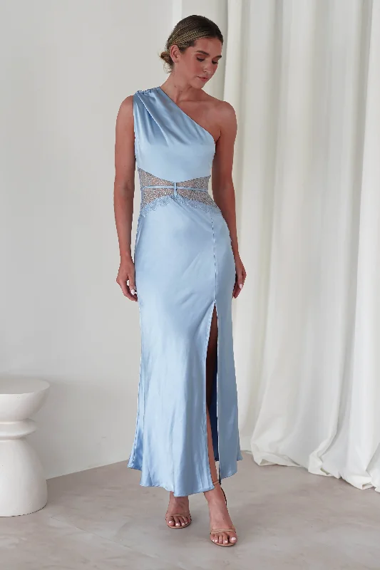 Valentina Soft Satin Maxi Dress | Blue Stylish Women's Neon