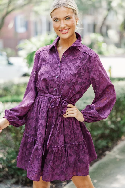 All You Have Eggplant Purple Lace Dress garde