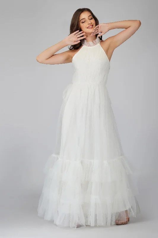 Safa Bridal Tulle Gown in Ivory Polished Women's Silk