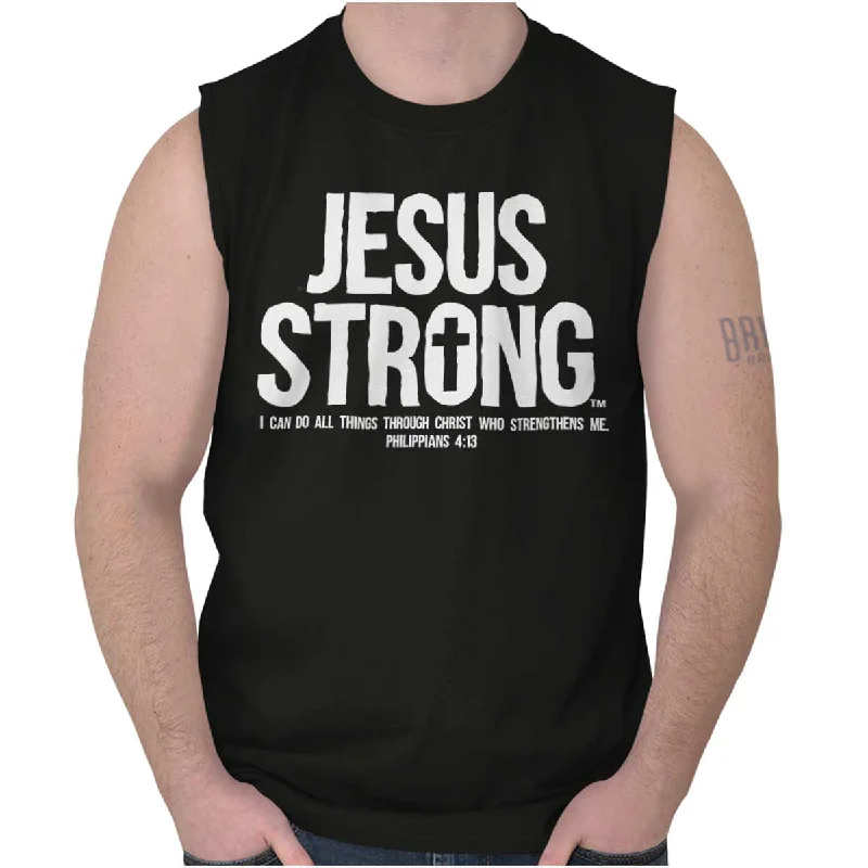 Jesus Strong Sleeveless T Shirt Traditional Women's Wool