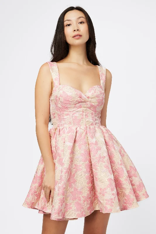 Ambrose Corset Jacquard Floral Mini Dress Sophisticated Women's 
