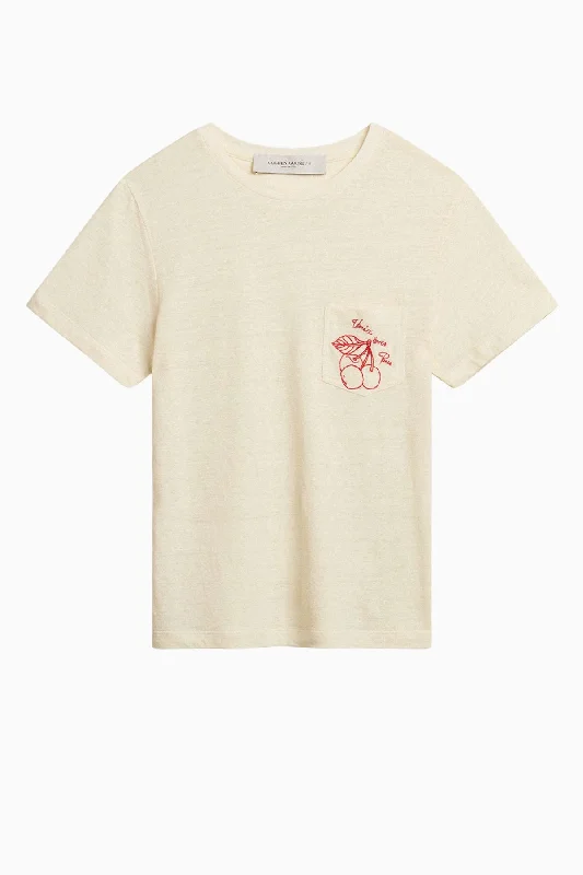 Golden Goose Embroidered Cherry T-Shirt - Heritage White/ Dark Red Business