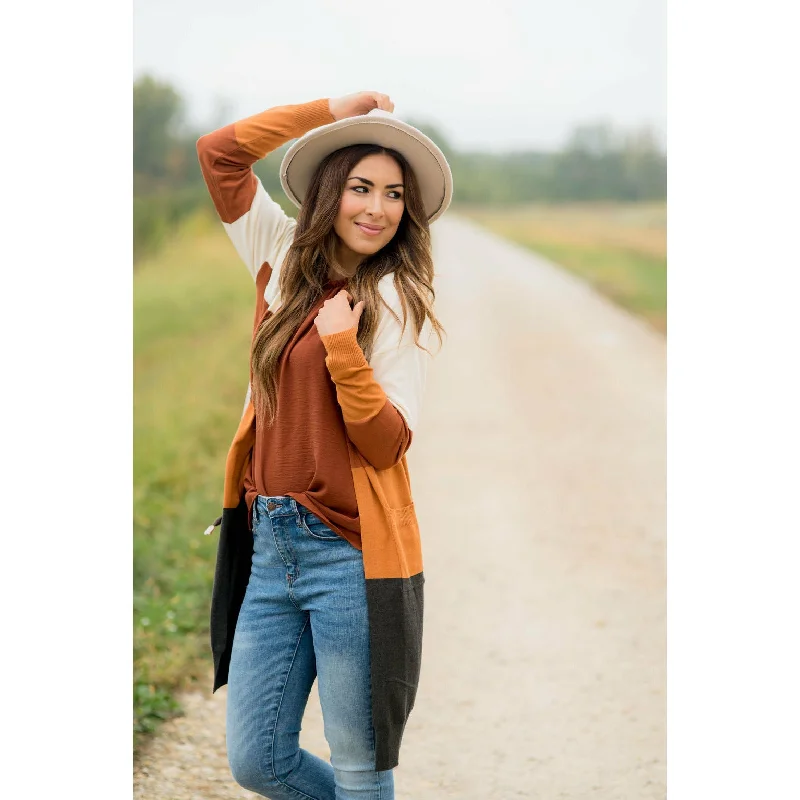 Quad Color Block So Soft Tunic Cardigan Business