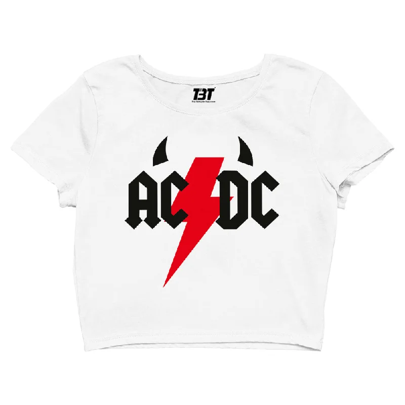 AC/DC Crop Top - Rock Music Surge Sleek Women's Metallic