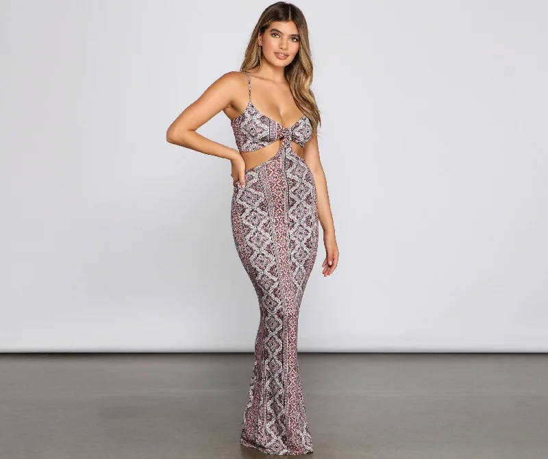 Carefree Bohemian Chic Charming Cutout Maxi Dress Dynamic Women's High - energy