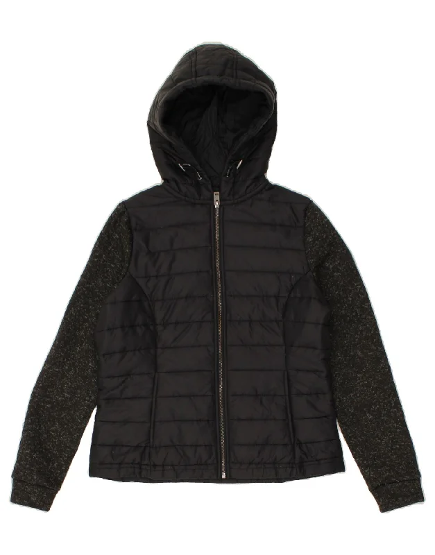 SUPERDRY Womens Loose Fit Hooded Padded Jacket UK 10 Small Grey Modern Women's Tech