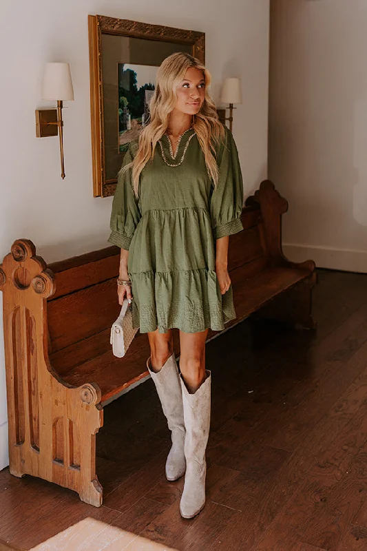 Dreamy Moment Mini Dress in Olive Casual Women's Japanese 