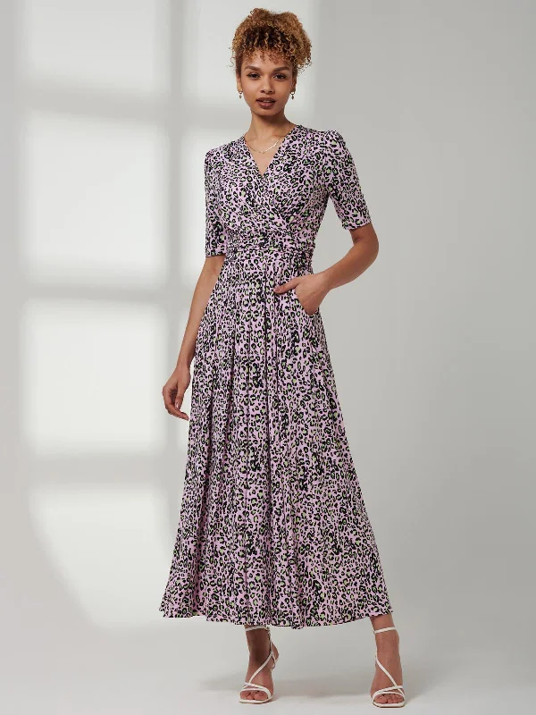 Jolie Moi Kendall Wrap Front Maxi Dress, Pink Animal French