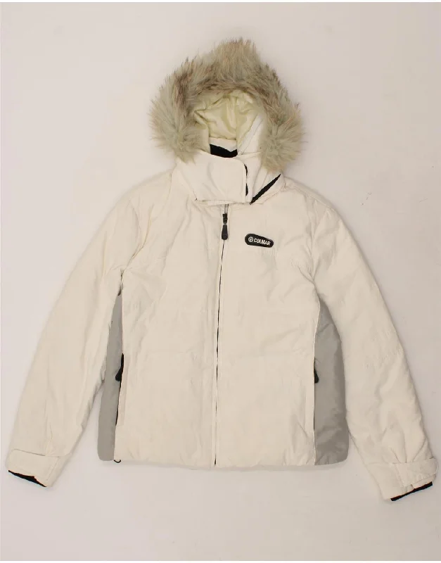 COLMAR Womens Hooded Windbreaker Jacket IT 44 Medium White Colourblock Dynamic Women's Moto COLMAR Womens Hooded Windbreaker Jacket IT 44 Medium White Colourblock Dynamic Women's Moto