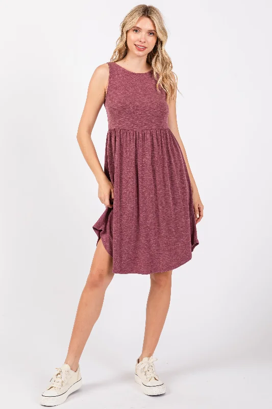 Violet Babydoll Sleeveless Dress Polished Women's Silk