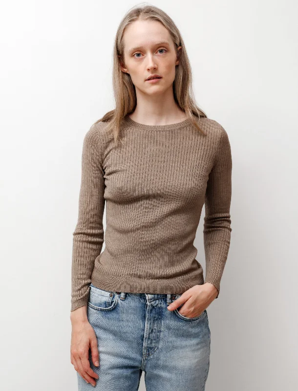 Long Sleeve Crewneck Gris Modern Women's 