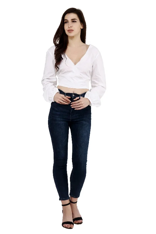 White Solid Back Bow Tie Top Cozy Women's Winter