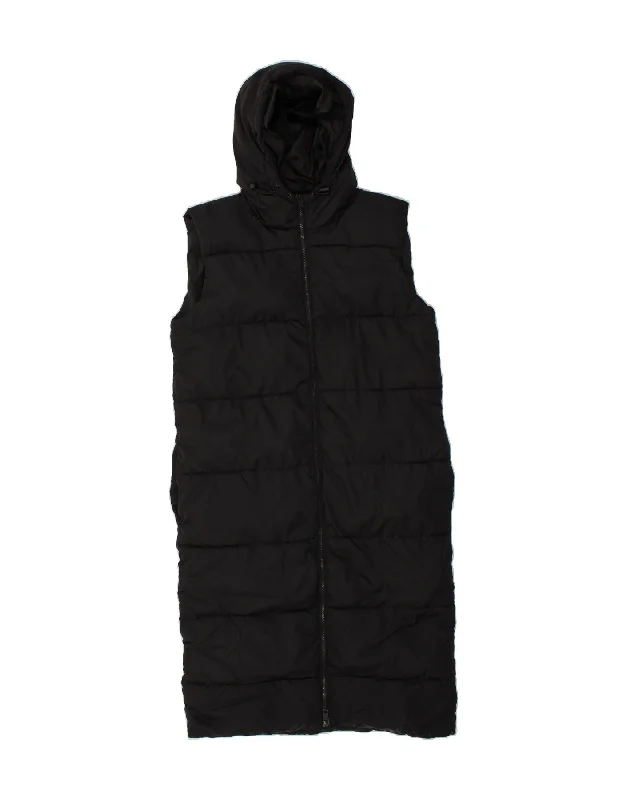 BRAVE SOUL Womens Hooded Sleeveless Padded Coat UK 10 Small Black Trendy Women's 