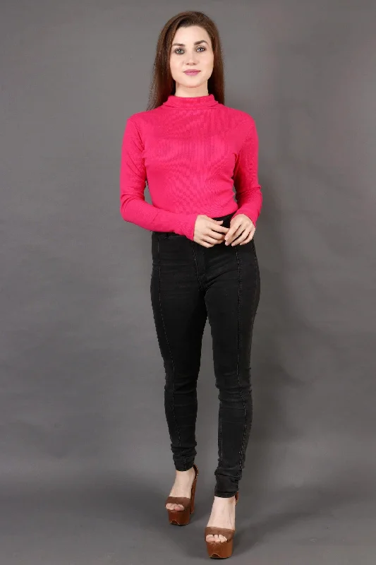 Solid High Neck Rib Top Modern Women's Tech