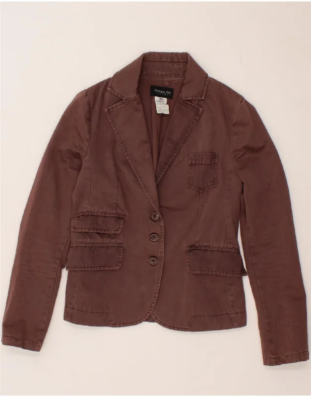 PATRIZIA PEPE Womens 3 Button Blazer Jacket IT 40 Small Brown Cotton Laid - back Women's Style PATRIZIA PEPE Womens 3 Button Blazer Jacket IT 40 Small Brown Cotton Laid - back Women's Style