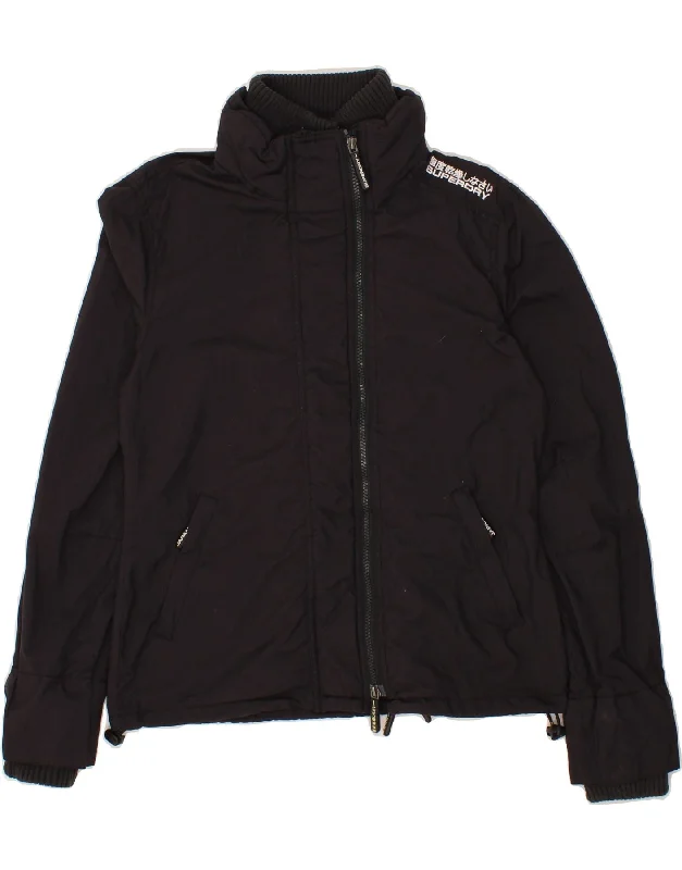 SUPERDRY Womens Bomber Jacket UK 16 Large Black Nylon Business