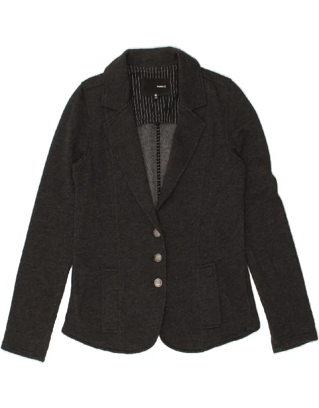 HURLEY Womens 3 Button Blazer Jacket UK 12 Medium Grey Cotton Earthy Women's 