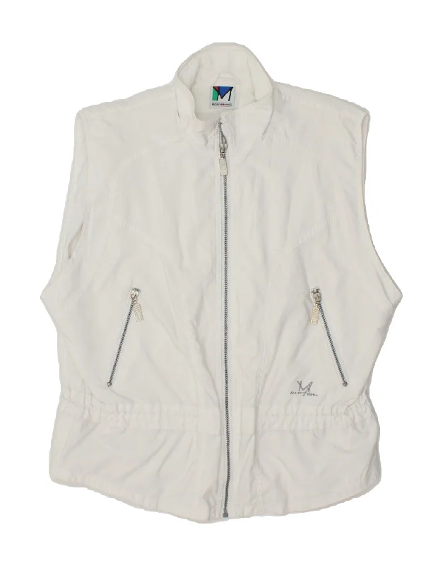 VINTAGE Womens Oversized Gilet UK 10 Small  White Polyester Sleek Women's 