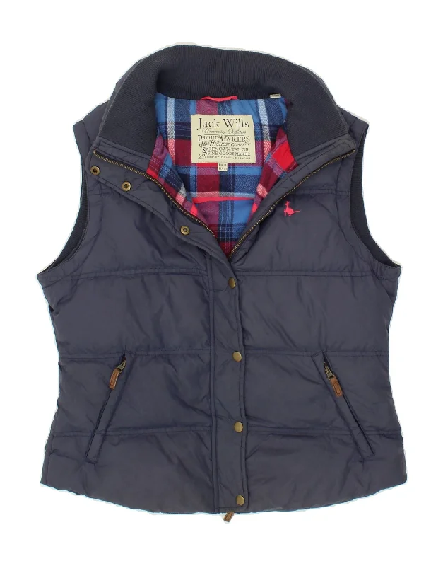 JACK WILLS Womens Padded Gilet UK 14 Large  Navy Blue Polyester garde