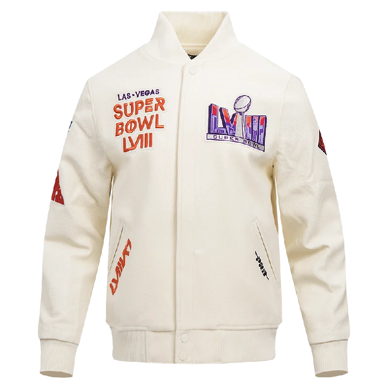 NFL NFL SUPERBOWL LVIII WOOL MEN'S VARSITY JACKET (EGGSHELL) Geometric