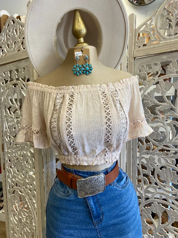 Cream Lace Detail Top Dapper Women's 1920S
