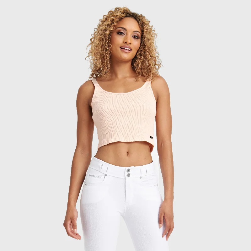 Cotton Ribbed Cami - Peach Artistic Women's Hand - painted