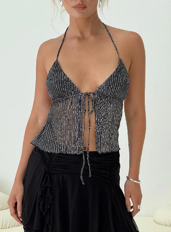 Chantria Top Black Glitter Sporty Women's Tennis