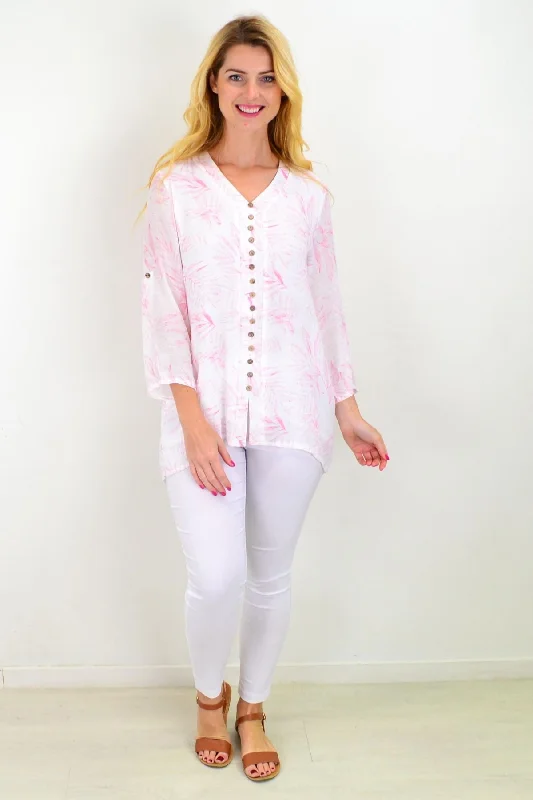 Weeping Willow Button Up Sleeve Tunic Blouse Vintage Women's 1970S 