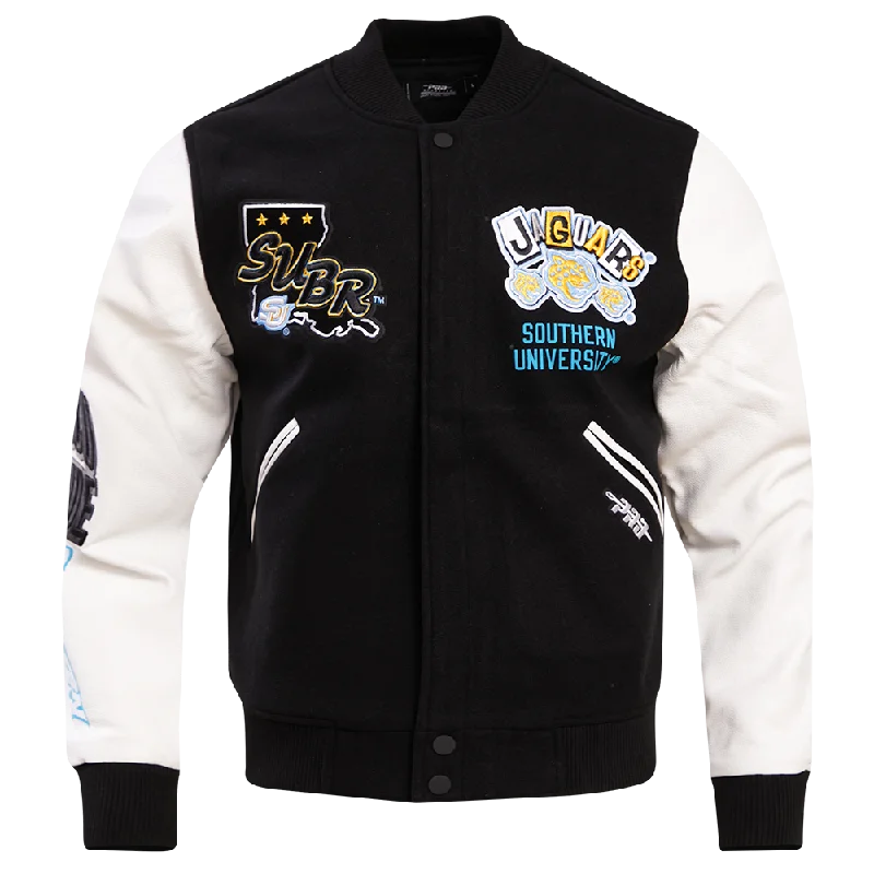 NCAA SOUTHERN UNIVERSITY HOMECOMING WOOL MEN'S VARSITY JACKET (BLACK/WHITE) Gym