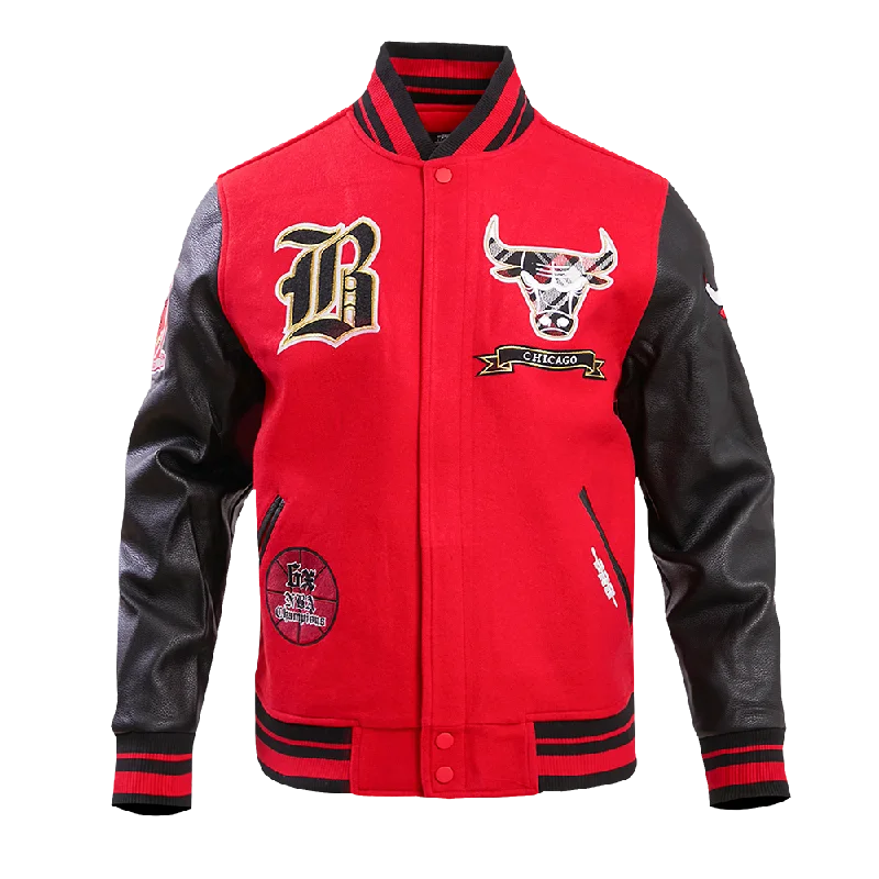 NBA CHICAGO BULLS PRO PREP WOOL MEN'S VARSITY JACKET (RED/BLACK) Sophisticated Women's NBA CHICAGO BULLS PRO PREP WOOL MEN'S VARSITY JACKET (RED/BLACK) Sophisticated Women's