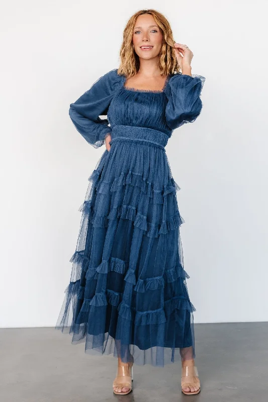 Hilda Tulle Maxi Dress | Vintage Navy Monochromatic All - in - one