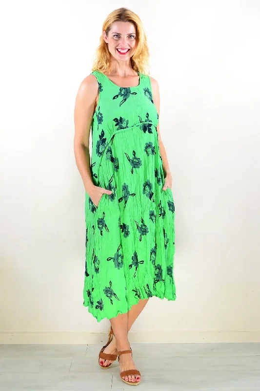 Green Sleeveless Tunic Dress Classic Women's Pin - striped